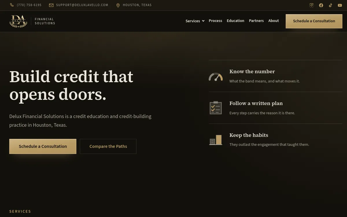 Delux Financial Solutions website