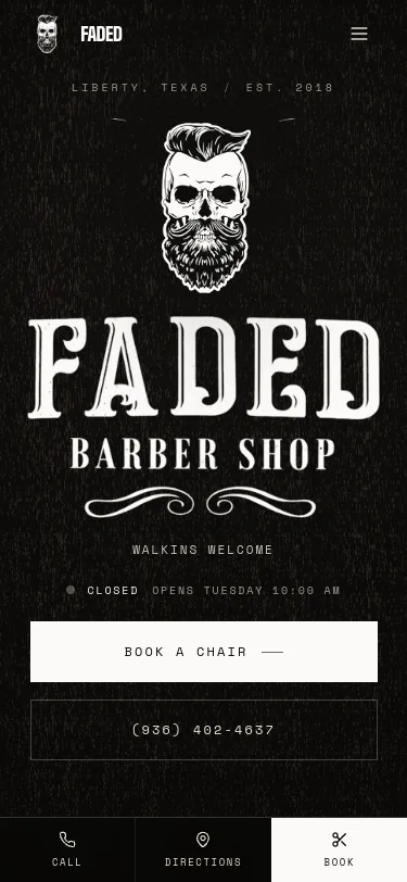 Faded Barber Shop website preview