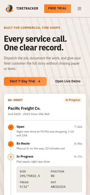 TireTracker website preview